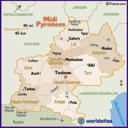 карта Тулузи і околиць