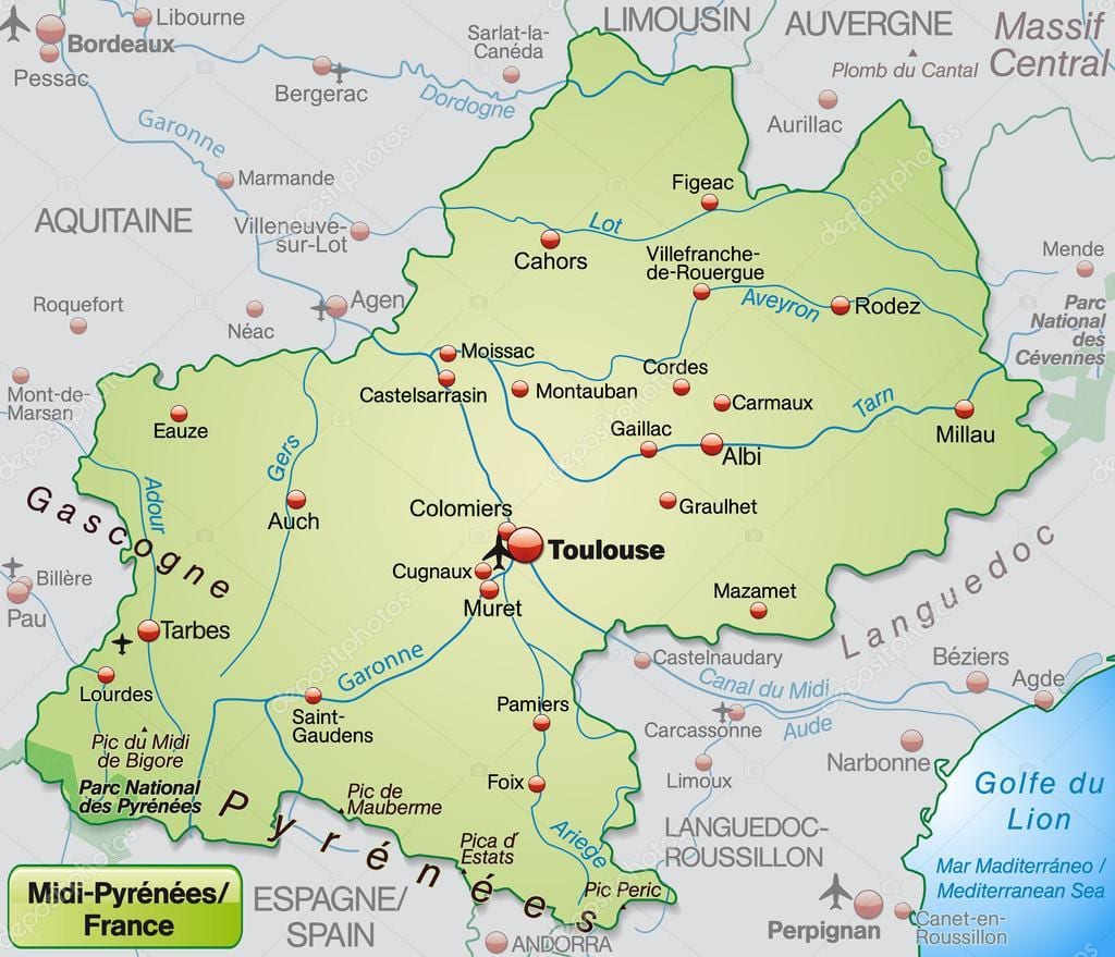 Карта регіон Тулуза